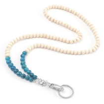 Colored stone and wood beads, lanyard necklace, mobile phone key, work card, easy to pull buckle, lanyard necklace