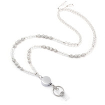 Natural Stone Water Diamond Ball Necklace Lanyard Neck Phone Key Work Card Easy Pull Buckle Tether