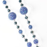 Lanyard Neck Blue Diamond Ball Tether Long Sweater Chain Work Badge Keychain Necklace