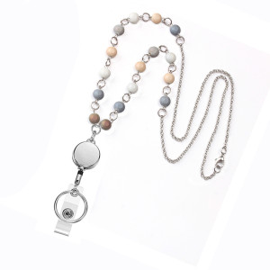 Mixed color handmade bead long sweater chain Lanyard necklace work badge key necklace