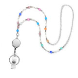 Colorful cat's eye stone, rice beads, lanyard necklace, mobile phone key, work card, easy to pull buckle, lanyard necklace