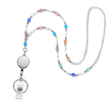 Colorful cat's eye stone, rice beads, lanyard necklace, mobile phone key, work card, easy to pull buckle, lanyard necklace