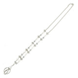 Glass Pearl Keychain Necklace Lanyard Neck Badge Tie Long Sweater Chain