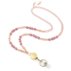 Natural Stone Water Diamond Ball Necklace Lanyard Neck Phone Key Work Card Easy Pull Buckle Tether