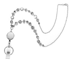 Glass Bead Lanyard Neck Easy Pull Buckle ID Phone Key Work Badge Tether Necklace