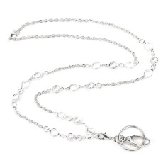 Hanging rope, lanyard necklace, pearl key, ID work badge pendant, long necklace