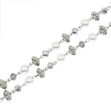 Glass Pearl Keychain Necklace Lanyard Neck Badge Tie Long Sweater Chain