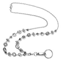 Glass Bead Lanyard Neck Easy Pull Buckle ID Phone Key Work Badge Tether Necklace