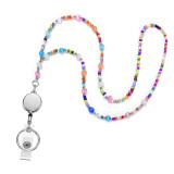 Mixed color cat eye stone, rice beads, lanyard neck, easy to pull buckle ID, mobile phone key, work card, lanyard necklace