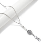 Hollow out alloy pearl lanyard necklace, mobile phone key, work card, easy to pull buckle, lanyard necklace