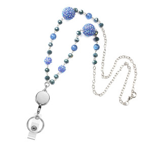 Lanyard Neck Blue Diamond Ball Tether Long Sweater Chain Work Badge Keychain Necklace