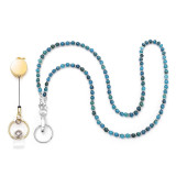 Crystal Natural Stone Lanyard Necklace Mobile Key Work Card Easy Pull Buckle Tether Necklace