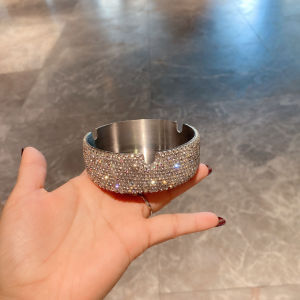 Diamond inlaid crystal aluminum alloy ashtray desktop office home ashtray