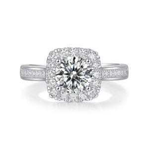 1CT Square s925 pure silver moissanite ring