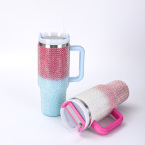 40oz car cup with handle, large capacity vacuum drilling straw cup