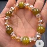 20mm snap button crystal bracelet Natural agate stone bracelet  gift