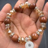 20mm snap button crystal bracelet Natural agate stone bracelet  gift