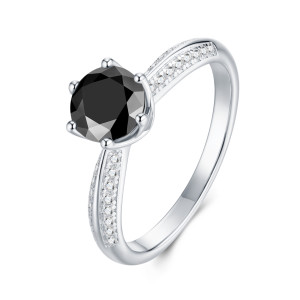 1CT 2CT New Black Moissanite Ring S925 Silver Ring Fashion Women's Ring
