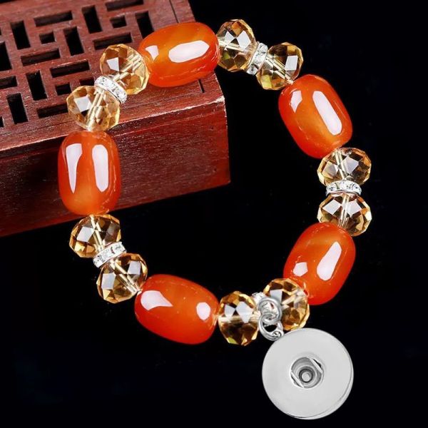20mm snap button Agate bracelet, crystal bracelet gift