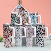 40oz stainless steel insulated cup with diamond inlay, large capacity outdoor portable,  car cup