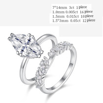 S925 Silver Moissanite Ring Hot Selling Double Ring Set