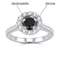 1CT Moissanite Round Ring for Girls S925 Pure Silver Zircon