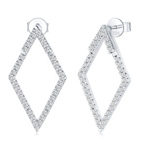 Hot selling geometric diamond hollow earrings s925 silver moissanite earrings