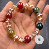 20mm snap button crystal bracelet Natural agate stone bracelet  gift