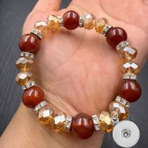 20mm snap button crystal bracelet Natural agate stone bracelet  gift