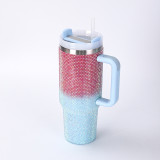 40oz car cup with handle, large capacity vacuum drilling straw cup