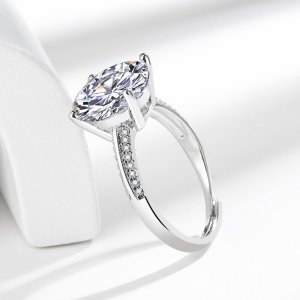 5-Carat Eight Hearts Eight Arrows White Gold Plated Ring for Women Fake Silver Ring