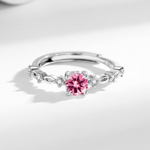 Imitation S925 silver plated platinum moissanite ring for women
