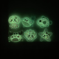 12mm snap button resin night light Transparent glitter cartoon marine animal