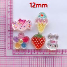 12mm snap button  resin  Strawberry Flower Rabbit