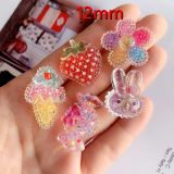 12mm snap button  resin  Strawberry Flower Rabbit