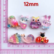 12mm snap button Little rabbit hedgehog Owl, kitten, ladybug, bird resin