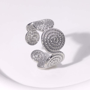 Titanium steel ring with geometric opening, index finger ring, non fading stainless steel ring