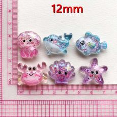12mm snap button resin night light Transparent glitter cartoon marine animal