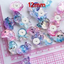 12mm snap button Sparkling cartoon starfish shell ocean resin DIY