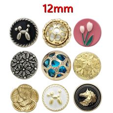 12MM Snap buttons Dog Tulip Horse  Flower Pearl  rhinestone Metal