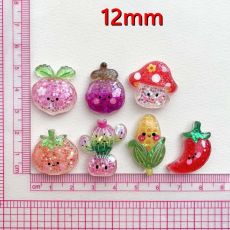 12mm snap button noctilucent Flash Pink Cartoon Vegetable DIY Resin