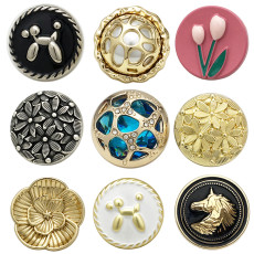 Dog Tulip Horse  Flower Pearl  rhinestone Metal 20MM Snap buttons
