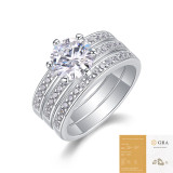 NEW 925 silver moissanite layered ring
