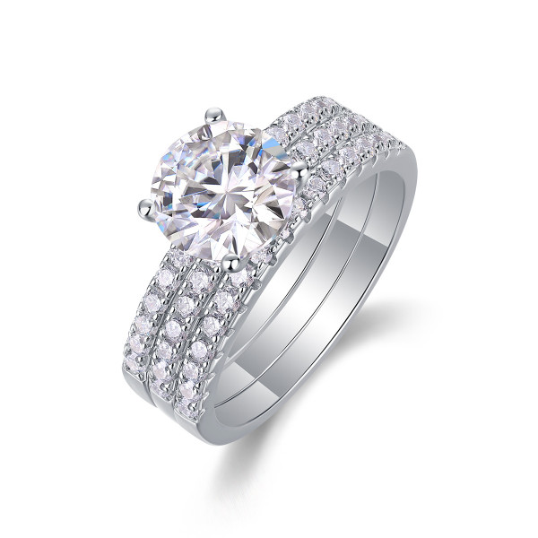 NEW 925 silver moissanite layered ring