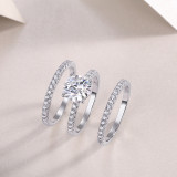 NEW 925 silver moissanite layered ring
