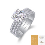 NEW 925 silver moissanite layered ring