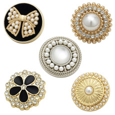 Bow metal Flower Pearl  rhinestone Metal 20MM Snap buttons