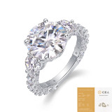 S925 silver ring, children's color does not fade, European and American 5ct moissanite ring