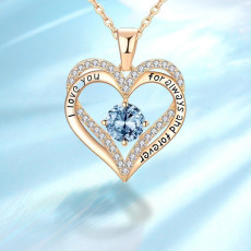 S925 pure silver ocean heart necklace, women's collarbone chain, European and American love Valentine's Day