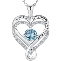 925silver Valentine's Day Double Layer Eternal Love Necklace for Women - Ocean Heart Twelve Starstone Series Love Necklace